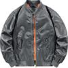Oanviso Uomo Bomber Jacket Giacca Leggera Giacche Cappotto a Maniche Lunghe Sportiva Casual Classica Giacca a Vento con Cerniera da Uomo Slim Fit Cappotto Colore Solido Moda A Grigio M