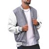 seiveini Giacca da Baseball Uomo Senza Cappuccio Giacca College Bomber Varsity Jacket Cappotto Felpa Sportivo Retrò Autunnale Invernale A Grigio M