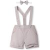 Volunboy Bambino Pantaloncini con Bretelle, Ragazzo Estivi Casual Lino Shorts con Papillon 3 Pezzi