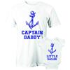 Puzzletee Coppia T-Shirt e Body Padre Figlio Festa del Papà Captain Daddy, Little Sailor Ancora Papa Bimbo Maglietta e Body Papà e Bimbo Idea Regalo