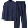 Generisch Tai Chi Tuta Uomo Tang Abito Stile Cinese Manica Lunga Cotone Camicia+Pantaloni 2 Divisori Tradizionale Arti Marziali Abbigliamento Traspirante Kung Fu Uniform Set Tangzhuang Primavera Estate Tuta da