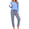 Litherday Pigiama Donna Invernale Cotone Lungo Pantaloni Fantasia per Casa | Completo notte donna a manica lunga con tasche laterali e tessuto morbido per dormire e rilassarsi in casa