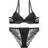 SHEKINI Completi Intimi da Donna Sexy Lingerie Push up Reggiseno e Slip in Pizzo Elegante Reggiseno con Ferretto Fisso Imbottitto Tracolla Regolabile