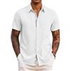 COOFANDY Camicia Uomo Estiva Maniche Corte Leggera da Spiaggia Casual con Taschino sul Petto Bianco L