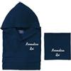 Cieffepi Home Collections MYFIT Set Microfibra Personalizzabile Accappatoio Unisex con cappuccio + Telo (IT, Testo, L, Regular, Regular, Navy)