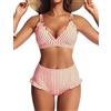 Hanna Nikole Bikini da donna, con volant, sexy, scollo a V, effetto push-up, pantaloni a vita alta, doppie spalline
