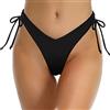 SHEKINI Slip Bikini Donna Costume da Bagno High Cut Coulisse Regolabile Brasiliana Perizoma Nuoto Tronchi Sexy Tanga da Donne Cheeky Fondo Bikini da Spiaggia（M，Nero）