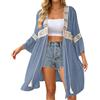 Generico Copri Costume Mare Donna Lungo-Elegante Kimono Copricostume da Spiaggia con Ricami e Bordo in Pizzo, Ideale per L'Estate. Cardigan Aperto sul Davanti, Perfetto per Un Look Fresco e Arioso.
