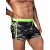 Arcweg Costume da Bagno Uomo Coulisse Pantaloncini Calzoncini da Bagno Elastico a Vita Bassa Boxershorts Slip Nuoto Spiaggia Mare Piscina Verde Fluorescente + Mimetico S(EU)