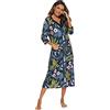 Verve Jelly Donna Cerniera Vesti Manica 3/4 Stampa Floreale Accappatoio Leggero Camici con Tasche Signore Loungewear, blu navy, XXL