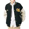 ORANDESIGNE Giacca da Baseball Unisex Bomber Varsity Jacket Donna Ricamo Giubbotto Casual Giacche Uomo di Baseball Jacket Vintage Patchwork Unisex Felpa Invernale Autunnale I Nero XXL