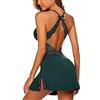 Fulidngzg Pigiama Raso Donna Seta Estiva Intimo Pigiama Raso Sexy con Scollo a V Camicia Notte Curvy Corto Camicia da Notte Senza Maniche Baby Doll