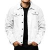 Generisch Giacca di jeans da uomo, 3 pezzi, slim fit, comoda giacca da mezza stagione con tasca sul petto e button down in denim, tinta unita, casual, traspirante, leggera, per tutti i giorni