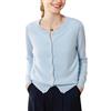 Valin Cardigan da donna in cashmere e lana, girocollo, a maniche lunghe, tinta unita, sottile, in cashmere, VSP2248, Celeste., 42
