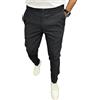 Oanviso Pantaloni da Lavoro Leggeri Uomo Ufficio Estivi Lunghi Chino Slim Fit Pantaloni Eleganti Morbidi Fascia Pantalone Caviglia Stretta Business Casual Formali Trousers nero-02 S