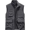 Generisch Gilet da lavoro da uomo, in pile, leggero, senza maniche, con colletto alto, cargo, multi-tasche, funzionale