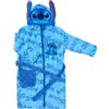 CARTOON Giacca da camera Stitch bambino vestaglia invernale morbida in coral fleece con cappuccio 3D ricamo Disney e cintura regolabile azzurro