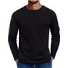 ORANDESIGNE Tshirt Uomo Cotone Manica Lunga Maglietta Basico Girocollo Maglia Basic T-Shirt Palestra Casual Sportiva Leggera A Nero M