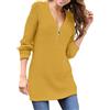 Generic Maglione Lungo Donna Maglia Maniche Lunghe Cotone Maglione da Donna con Scollo A V E Cerniera Tinta Unita A Maniche Lunghe Invernale Maxi Maglia per Leggings Yellow L