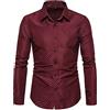 YAOTT Camicia a Pois da Uomo Top Manica Lunga a Pois Camicia Formale Camicia Elegante Camicia in Popeline Camicia Slim Fit/Morbido/Comodo/Non stirabile/Non Piega Cotone Pullover Vino Rosso L