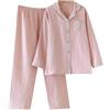 Uwdiohq Da Donna in Cotone con Maniche Lunghe E Cardigan, Completo Casa, Camicia Notte Vestaglia (Pink, M) Pigiama Invernale Aperto Davanti di Lungo Pigiami Pizzo Caldo Natale Estivi Mezza