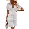 MUNSKT Abito da Spiaggia con Copricostume Bianco, Bikini alla Moda, Abito a Crochet con Scollo a V e Spallacci Estivi, bianco, L