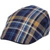 Riki Browns Berretto Coppola Inglese Tartan, 100% Cotone, Blu Navy e Senape, Made in Italy (IT, Testo, M, Tartan Blu Senape)