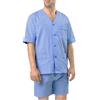 El Búho Nocturno Pigiama Uomo Corto Estivo Cotone Senza Collo Popeline a Quadri Pigiama Intero Uomo, 100% Cotone, Blu 4536, L