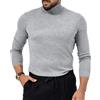 Oanviso Maglia Uomo Manica Lunga Collo Alto Sottile Sportiva Maglietta Slim Fit Elasticizzata Basic Maglione Dolcevita Semplice Lupetto Caldo Leggero Pullover Sottogiacca Felpato Grigio Chiaro M