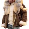 Generico Giubbotto Parka Inverno Uomo Termica Spessa Foderata in Lana Imbottita con Cappotto in Pelliccia Staccabile Cappotti con Tasche Maniche Lunghe Inverno Jacket Coat Regular Fit Giacca Soft Sportivo