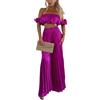shownicer Tailleur Donna Eleganti Completo 2 Pezzi Senza Spalline Tops + Pantaloni Casual Estivo Tuta Outfit A Rosa Scuro M