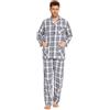 Amaxer Classico Pigiama da Uomo in Due Pezzi,in Cotone,da Notte,a Maniche Lunghe,con Tasche,con Coulisse
