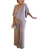 shownicer Completo Donna Elegante Tailleur in Chiffon 2 Pezzi Set Completi di Pantaloni da Cerimonia Due Pezzi Set Taglia Grande Abbigliamento per Business e Matrimoni