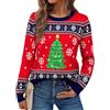 Jezonga Maglione Natalizio Donna Inverno Maglia Natale Fiocco Neve Ugly Christmas Sweater a Manica Lunga Blu, XL