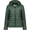 Geographical Norway Atikolor Hood - Piumino leggero da donna con cappuccio - Giacca trapuntata calda mezza stagione - stile urbano - tasche con zip - badge e bandiera ricamati - taglio femminile