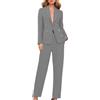 MJGkhiy Tailleur Donna Pantaloni e Giacca Elegante Cerimonia Completo Blazer a Maniche Lunghe Lavoro Completi Tinta Unita Curvy Due Pezzi Set Ufficio Business Casual Tuta Primaverile Autunno