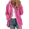 Generico Pail Donna Felpa Lunga Donna Giacca Montagna Maglione con Cappuccio Tinta Unita da Taglie Forti in Caldo Pile di Lana con Cerniera. Felpa Pile Zip Hot Pink M
