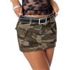ORANDESIGNE Donna Gonna Corta in Denim Cargo Jean Gonna A-Line Estive a Tubino Minigonne Elasticizzata Minigonna con Tasche Slim Fit
