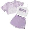 Generico Abbigliamento sportivo per bambina 3 Pz Completino Set Completivi da Estivi Maniche Corte con Pantaloncini Casual Mare Spiaggia Tuta Vacanze Festa Sportiva Regalo Ragazze per Compleanni#5i19