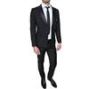 Evoga Abito Uomo Sartoriale in Raso Nero Doppiopetto Completo Smoking Elegante Cerimonia (46, Nero)