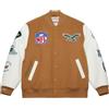 Mitchell & Ness NFL Dusted Collection Varsity College - Giacca con bottoni, primavera, autunno, inverno, retrò, stile americano, look retrò, Marrone ocra, Philadelphia Eagles, XXL