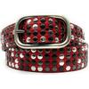 PASSIONE Cintura donna Borchiata in Vera Pelle - Altezza 25 mm - Borchie Argento, Canna Fucile, Nero - Made in Italy (Lunghezza Totale 95cm-Girovita 80cm, Rosso)