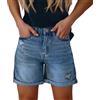 shownicer Pantaloncini Donna Jeans Shorts Vita Alta Pantaloncini in Jean Bermuda Shorts Casual Baggy Estivi Corti Jeans Denim Short con Tasche B Blu Scuro M