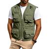 Oanviso Gilet Smanicato Uomo Estivo Leggero Sportivo Multitasche da Lavoro Traspirante All'aperto Pesca Viaggio Giubbotto Senza Maniche Cronista Caccia Fotografi Safari B Verde Militare XL