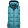 MARIKOO Caldo gilet invernale da donna trapuntato con cappuccio Zarinaa, XS-XXL, Azzurro cielo, XS