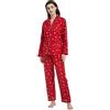 Amaxer Pigiama Donna Caldo in Flanella 2 Pezzi Loungewear Set 100% Cotone Autunno e Inverno Set Pigiama Manica Lunga