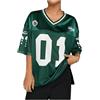 Floerns T-shirt da donna con stampa mimetica sportiva e scollo a V | Maglia da basket a mezza manica, con stampa di lettere per sport, giochi, strada, abbigliamento casual quotidiano