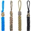 UNICRAFTALE Set di 4 cinghie intrecciate in Paracord da 14 cm con perline in metallo, con teschio intrecciato in paracord, portachiavi per coltelli tascabili, strumenti EDD e cinturini tattici per