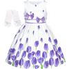 Sunny Fashion Vestito Bambina Lavanda Tulipano Floreale Classico Casuale Senza Maniche Estate Sole 4-5 Anni