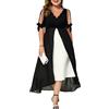 shownicer Donna Vestiti Elegante Manica Lunga Paillettes Vestito da Cerimonia Cocktail Abito da Sera Partito Abiti al Ginocchio C Nero XXL